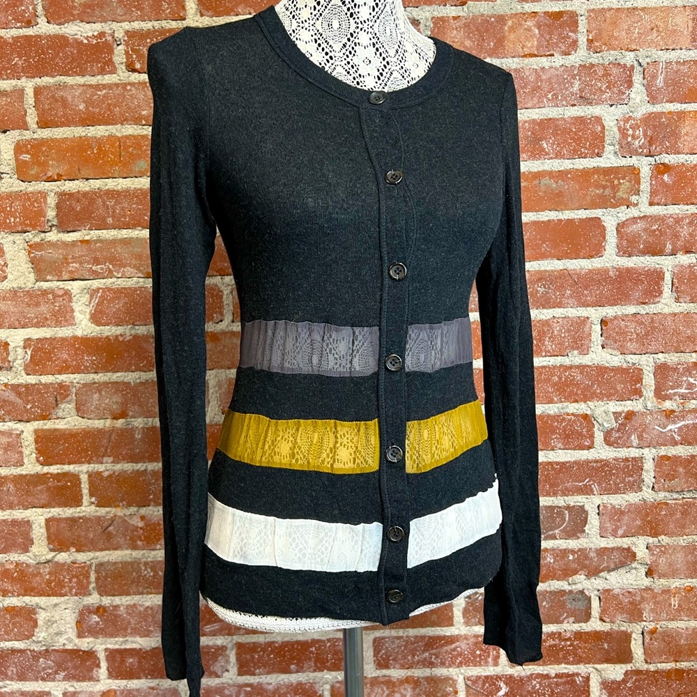 Bailey 44 Black and Multicolor Striped Cardigan